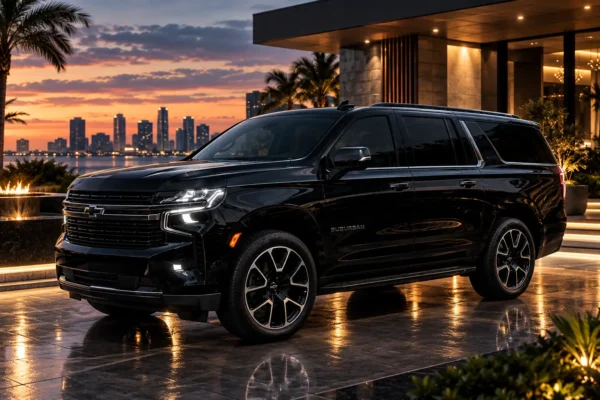 Black Chevrolet Suburban RST executive luxury SUV in Jacksonville FL
